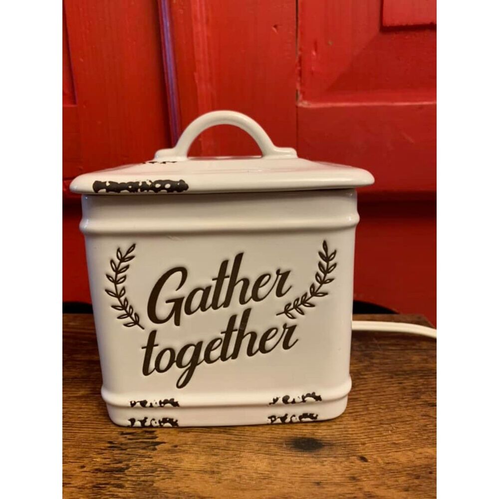 Scentsy Gather Together Element Wax Warmer Farmhouse Rustic Ceramic Retired EUC